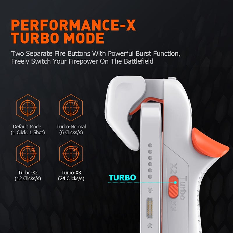 BIGBIG WON Mobile Gaming Triggers, Mobile Game Controllers Plug and Play for iOS and Android Phone 4.7-6.5 inches Game Trigger for PUBG/Fortnite/COD White (M1-1 Piece) - Image 3